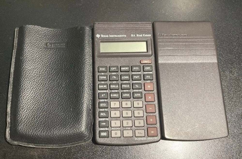 Vintage Texas Instruments BA Real Estate Business Calculator with Case